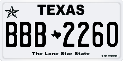 TX license plate BBB2260