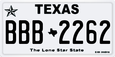 TX license plate BBB2262