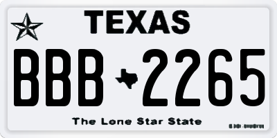 TX license plate BBB2265