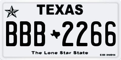 TX license plate BBB2266