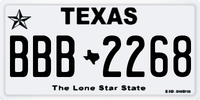 TX license plate BBB2268