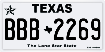 TX license plate BBB2269