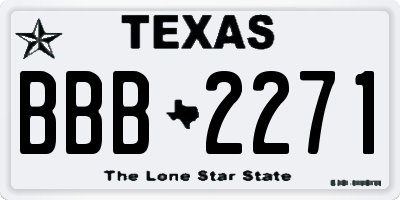 TX license plate BBB2271