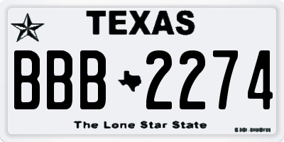 TX license plate BBB2274
