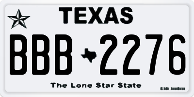 TX license plate BBB2276