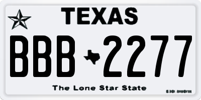 TX license plate BBB2277