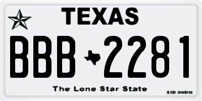 TX license plate BBB2281