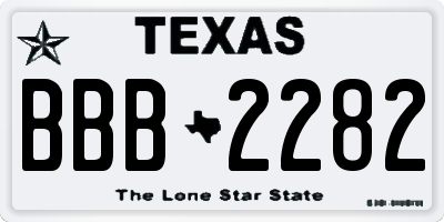 TX license plate BBB2282