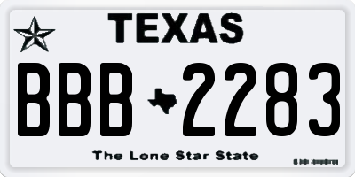 TX license plate BBB2283