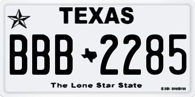 TX license plate BBB2285