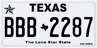 TX license plate BBB2287