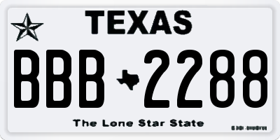 TX license plate BBB2288