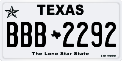 TX license plate BBB2292