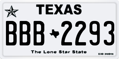 TX license plate BBB2293