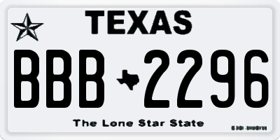 TX license plate BBB2296