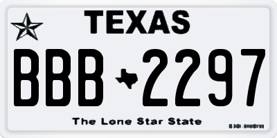 TX license plate BBB2297