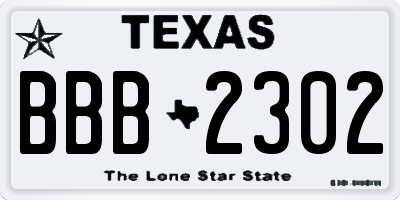 TX license plate BBB2302