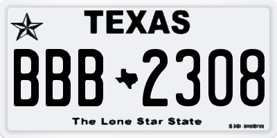 TX license plate BBB2308