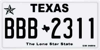 TX license plate BBB2311