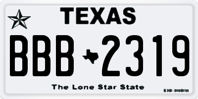 TX license plate BBB2319