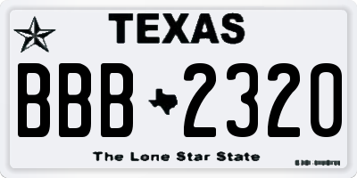 TX license plate BBB2320