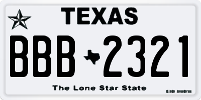 TX license plate BBB2321