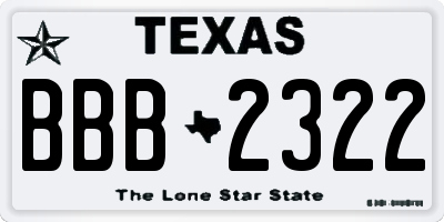TX license plate BBB2322