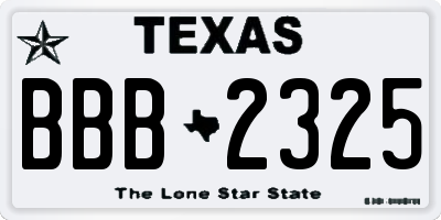 TX license plate BBB2325