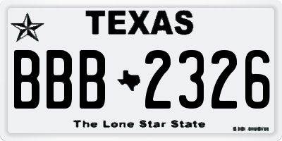 TX license plate BBB2326