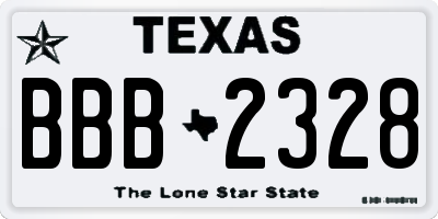 TX license plate BBB2328