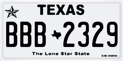 TX license plate BBB2329