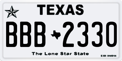 TX license plate BBB2330