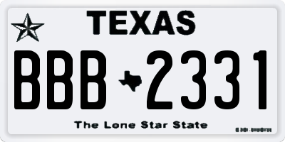 TX license plate BBB2331