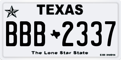 TX license plate BBB2337