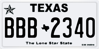 TX license plate BBB2340