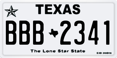 TX license plate BBB2341