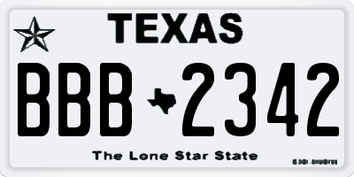 TX license plate BBB2342