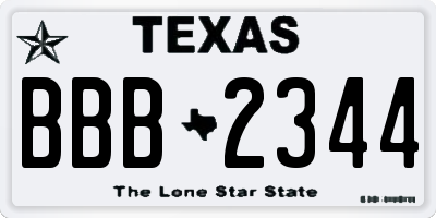 TX license plate BBB2344