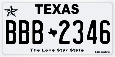 TX license plate BBB2346