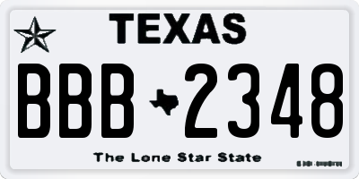 TX license plate BBB2348