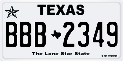 TX license plate BBB2349