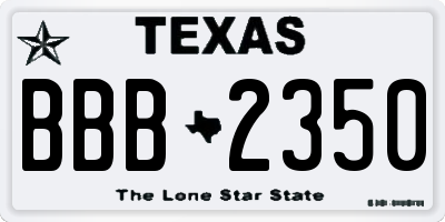 TX license plate BBB2350