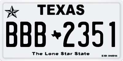 TX license plate BBB2351