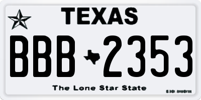 TX license plate BBB2353