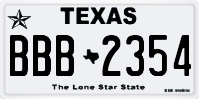 TX license plate BBB2354