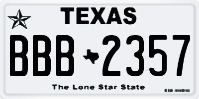 TX license plate BBB2357