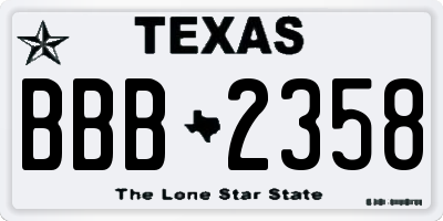 TX license plate BBB2358