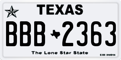 TX license plate BBB2363