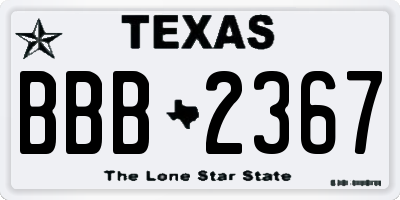 TX license plate BBB2367