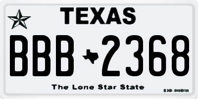 TX license plate BBB2368